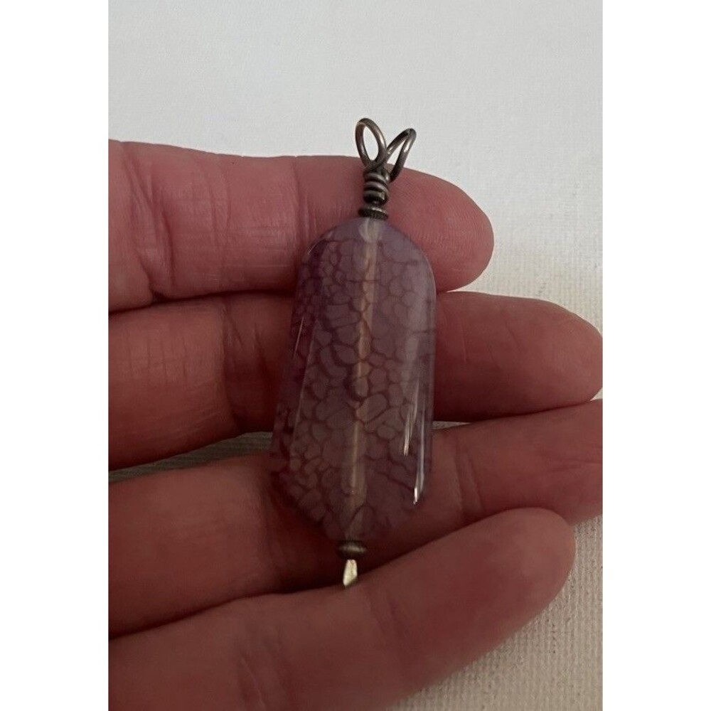 Purple Fire Dragon Veins Agate Pendant for Necklace Polished 2”